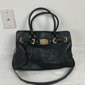 Michael Kors Hamilton Large East West Tote Bag in Black Pebble Leather
